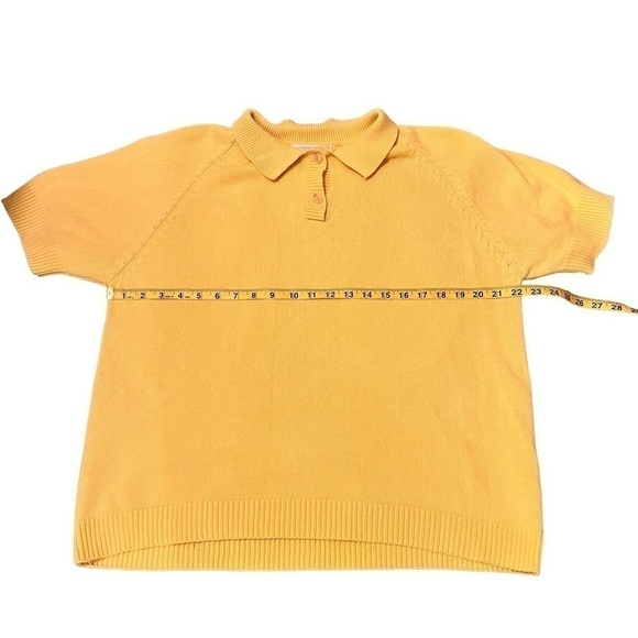 VINTAGE Hunt Club Yellow Knit Boxy Pull Over Sweater with Collar - Picture 10 of 12